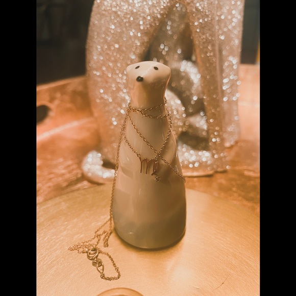 SOLD // 14K SOLID GOLD VIRGO ZODIAC SIGN DIAMOND NECKLACE - Picture 2 of 6